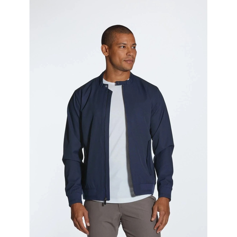 CUTS Men's Navy Blue Legacy Bomber Jacket Full Zip Band Collar sz.XXL MSRP $275